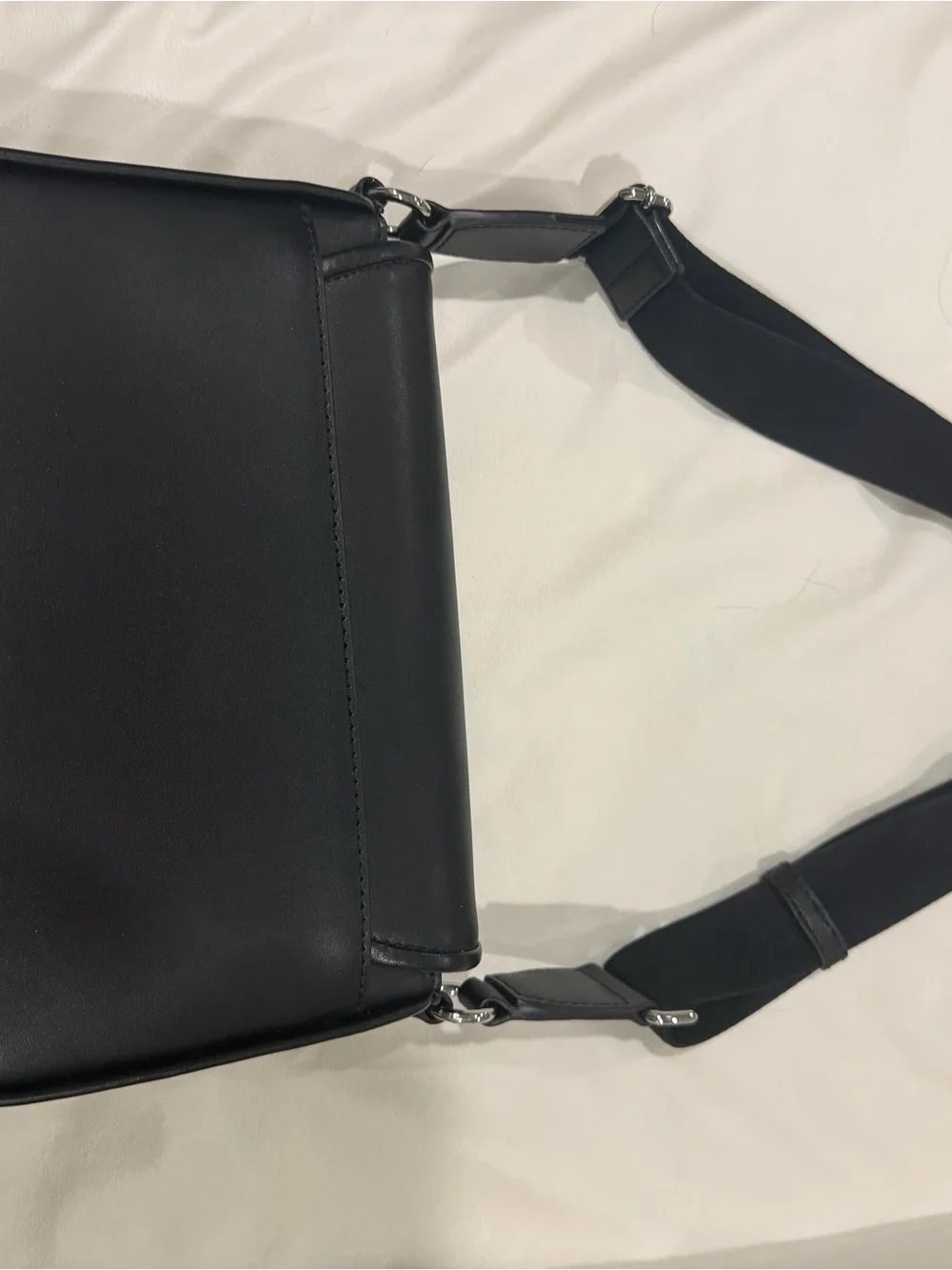 Michael Kors Black Leather Crossbody with Silver-Tone Lock